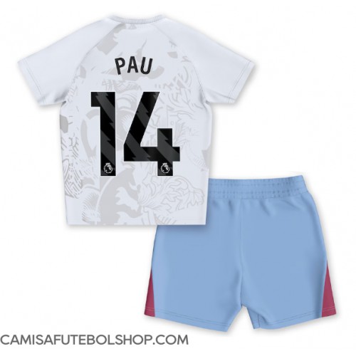 Camisa de time de futebol Aston Villa Pau Torres #14 Replicas 2º Equipamento Infantil 2023-24 Manga Curta (+ Calças curtas)